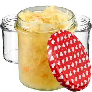 Szklane słoiki Avila 350ml 100 szt. 82mm + wieczka "Serca" - Pojemniki kuchenne Szklane słoiki Avila 350ml 100 szt. 82mm + wieczka "Serca" - Pojemniki kuchenne - miniaturka - grafika 1