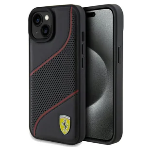 Ferrari FEHCP15SPWAK iPhone 15 / 14 / 13 6.1" czarny/black hardcase Perforated Waves Metal Logo - Etui i futerały do telefonów - miniaturka - grafika 1