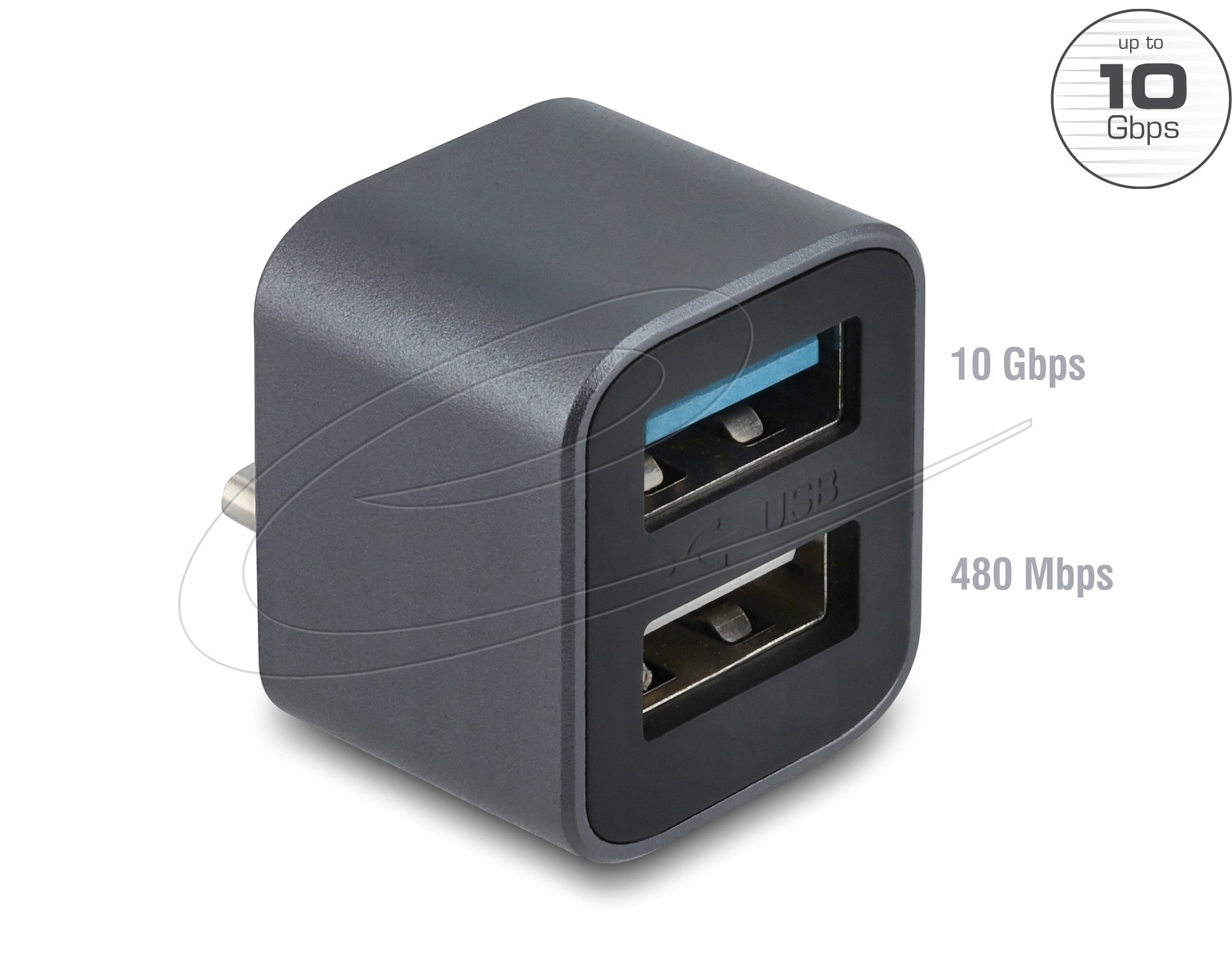 HUB USB Delock Mini USB Hub USB Type-C™ Stecker zu 1 x USB 10 Gbps USB Typ-A und 1 x USB 2.0 Typ-A
