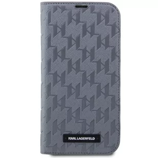 Karl Lagerfeld KLBKP14LSAKLHPG iPhone 14 Pro 6.1" bookcase srebrny/silver Saffiano Monogram - Etui i futerały do telefonów - miniaturka - grafika 3
