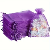 Inne - TEMU sztuk fioletowych woreczków z tkaniny ze sznurkiem - woreczki na biżuterię na wesela, przyjęcia, prezenty świąteczne i upominki - miniaturka - grafika 1
