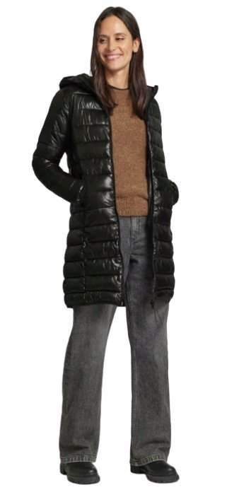 Qs Kurtka Damska Czarna Pikowana z Kapturem XXL Jxa