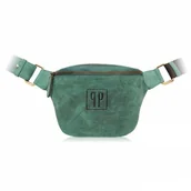 Nerki - SASZETKA DAMSKA SKÓRZANA NERKA W STYLU VINTAGE ZIELONA PAOLO PERUZZI T-97-HGR - miniaturka - grafika 1