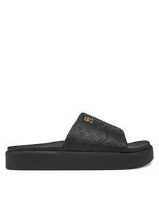 Tommy Hilfiger Klapki Platform Monogram Poolslide FW0FW08526 Czarny - Klapki i japonki damskie - miniaturka - grafika 1