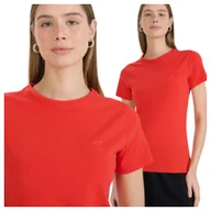 Koszulki i topy damskie - Koszulka damska bawełniana slim 4F 4FWMM00TTSHF2255-62S Czerwony Roz. XS - miniaturka - grafika 1
