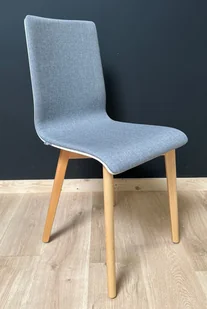 Krzesło drewniane biało-szareLUKA SOFT W bukowa rama - Krzesła - miniaturka - grafika 1