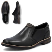 Mokasyny damskie - Skórzane Buty RIEKER Wiosenne Męskie Mokasyny szerokie Wygodne Czarne Skórzane Buty RIEKER Wiosenne Męskie Mokasyny szerokie Wygodne Czarne 42 - Rieker - miniaturka - grafika 1