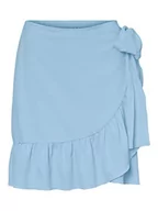 Spódnice - VERO MODA Damska spódnica VMCITA Bobble WRAP NOOS Minirock, niebieska oprawa, L - miniaturka - grafika 1