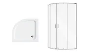 Kabiny prysznicowe - Kabina prysznicowa Besco Zarya 90x90 półokrągła chrom z brodzikiem Alex biały ZC-AL-90-190 - miniaturka - grafika 1