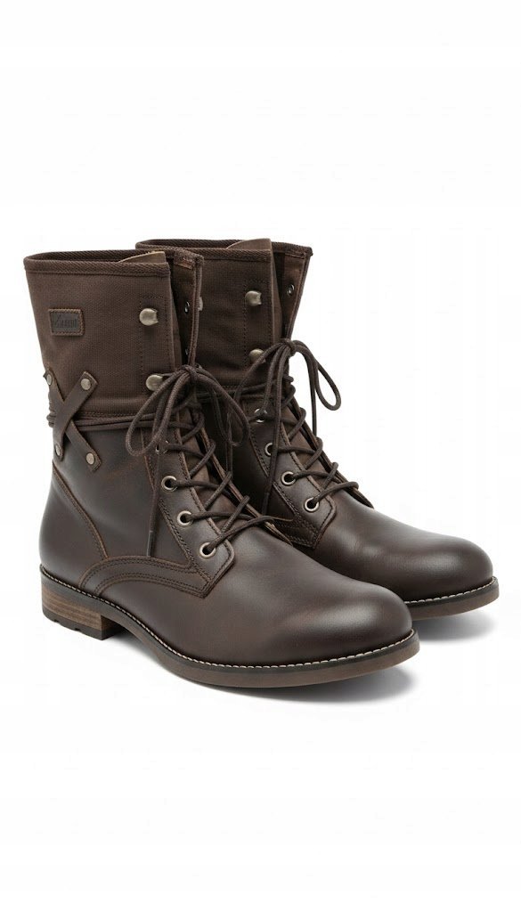 PALLADIUM BRĄZOWE DAMSKIE BOTKI ZE SKÓRY NATURALNEJ I TEKSTYLII 40 3DA