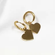 Kolczyki - Kolczyki złote wiszące serca duże ze stali chirurgicznej - miniaturka - grafika 1