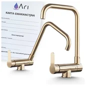 Baterie kuchenne - Bateria Kuchenna Podokienna Składana Trójdrożna z Obrotową Wylewką Kran Do Kuchni Woda Filtrowana z Perlatorem MOEN - ZŁOTY - miniaturka - grafika 1