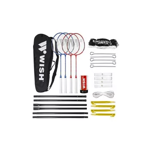 ALUMTEC 5566 ZESTAW RAKIET DO BADMINTONA 4 SZT + LOTKI 3 SZT + SIATKA + LINIE WISH - Badminton - miniaturka - grafika 1