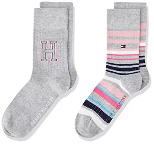 Tommy Hilfiger Unisex Classic Sock dziecięce skarpety (4 sztuki), jasnoszary melanż/różowy, 27-30 - Skarpetki damskie - miniaturka - grafika 1