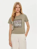 Koszulki i topy damskie - Guess T-Shirt W4YI17 I3Z14 Zielony Regular Fit - miniaturka - grafika 1