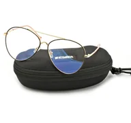 Okulary korekcyjne, oprawki, szkła - Duże okulary Pilotki z filtrem światła niebieskiego do komputera zerówki 2529-7 - miniaturka - grafika 1