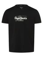 Koszulki męskie - Pepe Jeans Koszulka męska - Castle Mężczyźni Bawełna czarny nadruk, S - miniaturka - grafika 1