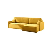 Narożniki - Sofa w kształcie litery L Carlos z Funkcją Spania i Pojemnikiem na Pościel Tkanina Salvador - Żółty - Prawy - miniaturka - grafika 1