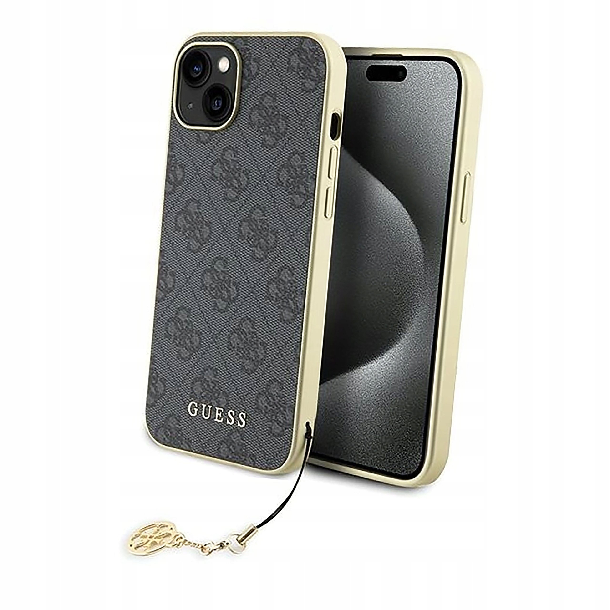 Plecki Etui Guess 4G Charms Collection do iPhone 15 Plus szare