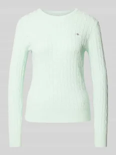 Sweter z dzianiny z wyhaftowanym logo - Swetry damskie - miniaturka - grafika 1