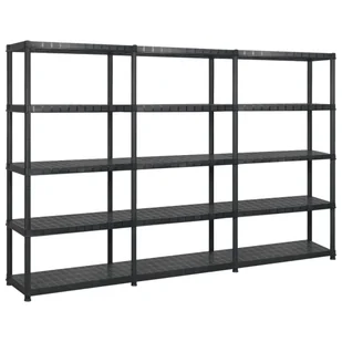 vidaXL Regał 5-poziomowy, czarny, 255x40x185 cm, plastik 3059857 - Szafy i regały magazynowe - miniaturka - grafika 1