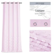 Firany - Firana LUNARE kolor różowy haftowany motyw boho przelotki przelotki srebrne woal 140x270 ameliahome - SCURT/AH/LUNARE/EYELETS/PI - miniaturka - grafika 1