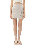 Spodenki damskie - Koton Damskie szorty z elastycznej talii, z kieszeniami, bawełniane, mini skort, Kamień (080), 40 - miniaturka - grafika 1