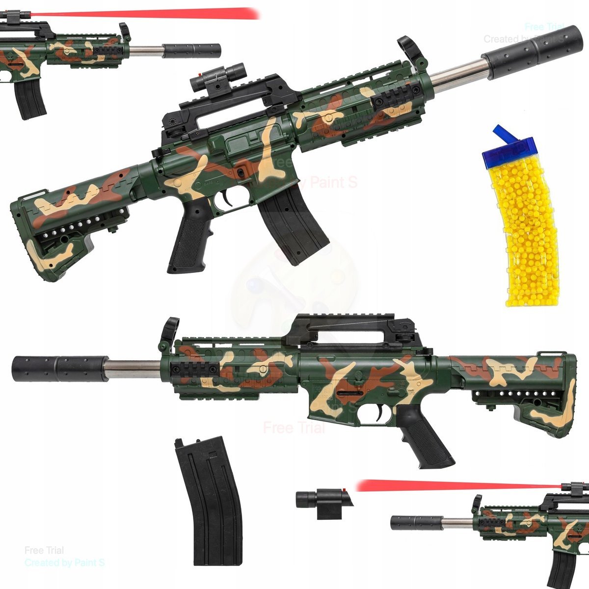 Karabin Maszynowy Pistolet Na Kulki M4 Z Laserem Kulki Plastikowe Moro