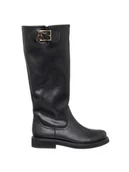 Kozaki damskie - Patrizia Pepe Skórzane kozaki w kolorze czarnym - miniaturka - grafika 1