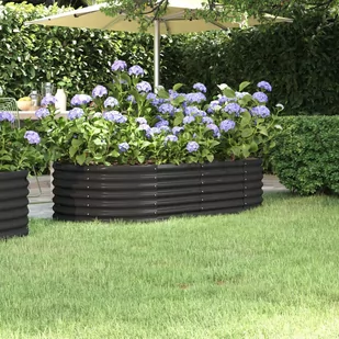 vidaXL Donica ogrodowa, malowana proszkowo stal, 152x80x36cm, antracyt - Donice - miniaturka - grafika 1