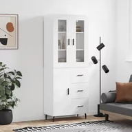 Szafki nocne - vidaXL Witrynka biała połysk 69,5x34x180 cm materiał drewnopochodny - miniaturka - grafika 1
