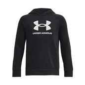 Bluzy dla chłopców - Chłopięca bluza dresowa nierozpinana z kapturem Under Armour UA Rival Fleece BL Hoodie - czarna - UNDER ARMOUR - miniaturka - grafika 1