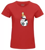 Koszulki i topy damskie - bawełniany podział t-shirt damski, Czerwona, S - miniaturka - grafika 1