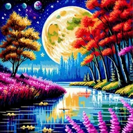 Zabawki kreatywne - Haft Diamentowy Malowanie Diamentami 5D Krajobraz Rzeki 30X30Cm - miniaturka - grafika 1