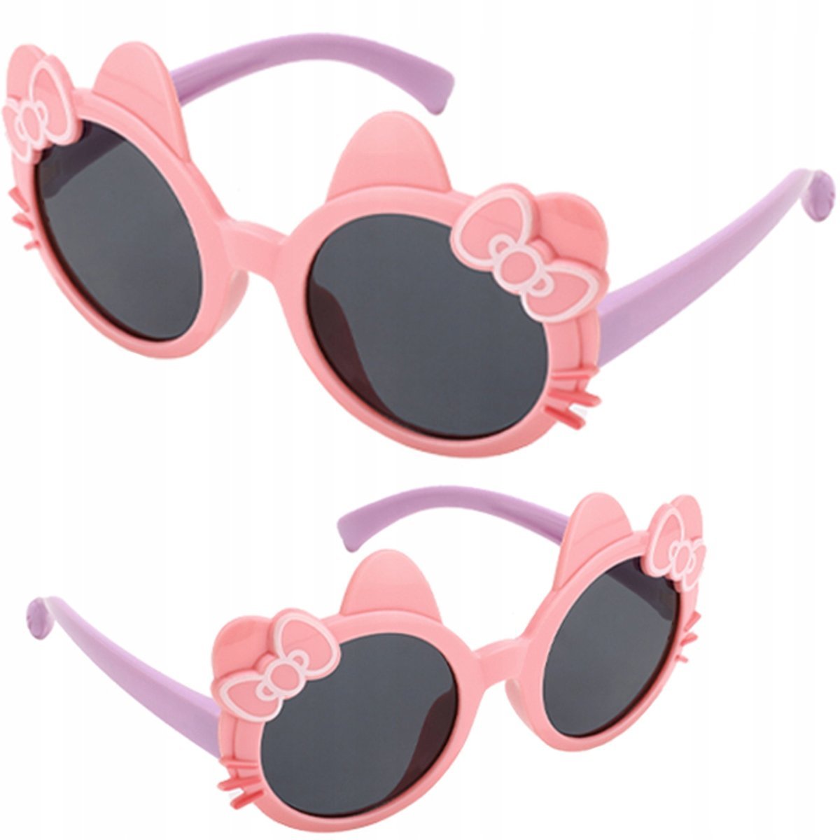 Okulary dla Dzieci Przeciwsłoneczne Ochronne UV400 Kotki Różowe Fioletowe