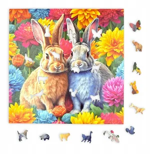 Puzzle Królik Mruu&Pruu 25 x 25 cm 150 elementów Układanka drewniana - Puzzle - miniaturka - grafika 1