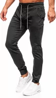 Spodnie męskie - Czarne spodnie materiałowe joggery męskie Denley KA6792 - miniaturka - grafika 1