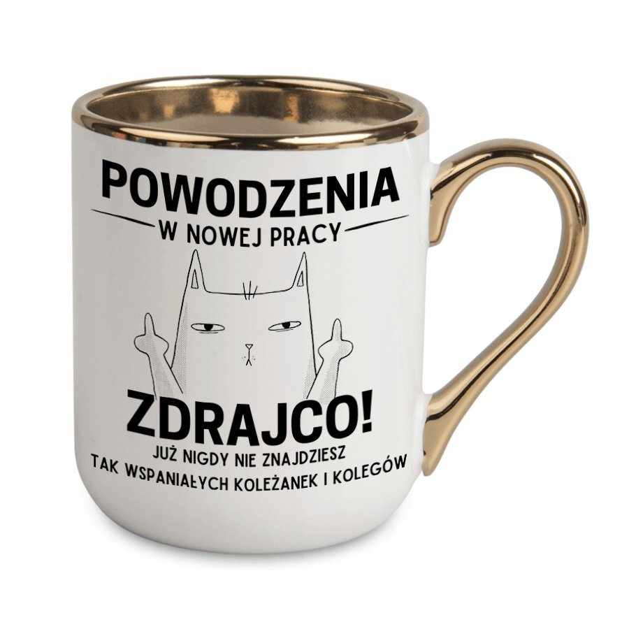 KUBEK NA POŻEGNANIE ODEJŚCIE KOLEŻANKI KOLEGI Z PRACY BIURA GRAWER ZŁOTY