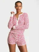 Piżamy damskie - Victoria's Secret Ciepła piżama bawełniana z długim rękawem i szortami Thermal - miniaturka - grafika 1