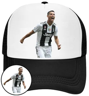 Czapka z Daszkiem Cristiano Ronaldo Czarna z Nadrukiem Siatka Bejsbolówka - Czapki i chusty sportowe męskie - miniaturka - grafika 1