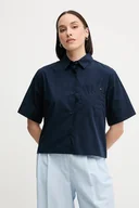 Koszule damskie - Tommy Hilfiger koszula bawełniana damska kolor granatowy relaxed z kołnierzykiem klasycznym WW0WW44717 - miniaturka - grafika 1
