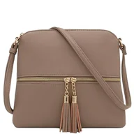 Torebki damskie - DELUXITY Lekka, średnia torba crossbody z frędzlami, brązowy (taupe), One Size - miniaturka - grafika 1