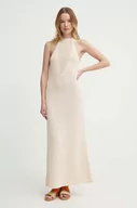 Sukienki - Tommy Hilfiger sukienka kolor beżowy maxi dopasowana WW0WW41747 - miniaturka - grafika 1