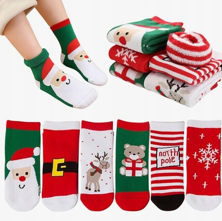 Skarpetki dziecięce niemowlęce bawełniane Swiąteczne skarpety 6 par 1-4lata