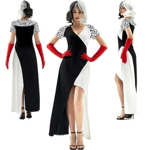 Sukienka Cruella De Mon 101 Dalmatyńczyków Strój Kostium Przebranie Dorośli M L 170 176 Cm - Stroje karnawałowe - miniaturka - grafika 1