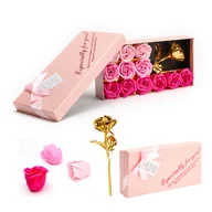 Sztuczne kwiaty - Róża Mydlana Flower Box Róże Pachnące Do Kąpieli 12 Szt Róża Złota - miniaturka - grafika 1