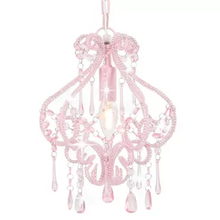 GSTORE Lampa sufitowa z koralikami różowa okrągła E14 GS-281595 - Lampy sufitowe - miniaturka - grafika 1