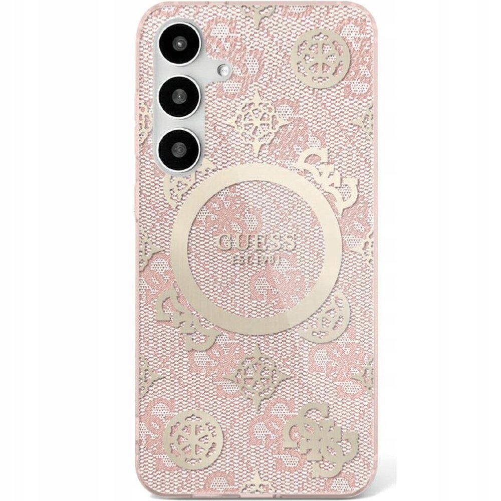 Guess Etui 4G Electroplated Peony MagSafe do Galaxy S25, różowe