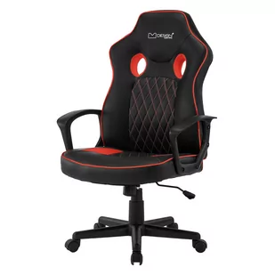 Fotel gamingowy z funkcją bujania z szerokim siedziskiem czarny/czerwona imitacja skóry ML-Design - Fotele gamingowe - miniaturka - grafika 1