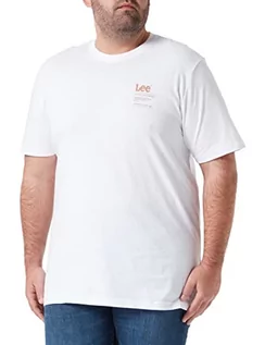 Koszulki męskie - Lee Męski t-shirt z logo, jasny biały, średni, Bright White, M - grafika 1